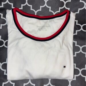 Tommy Hilfiger White Tee with Red and Blue Accents
